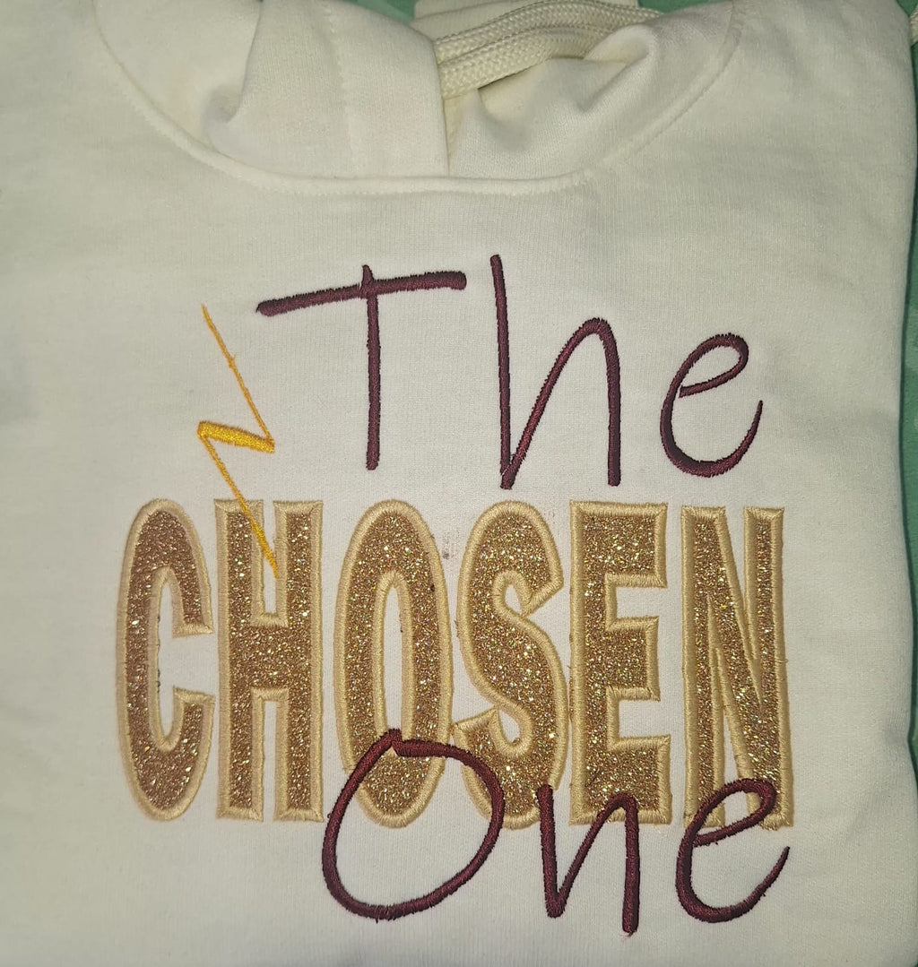 Personalised embroidered outlined Glitter Text top for Kids