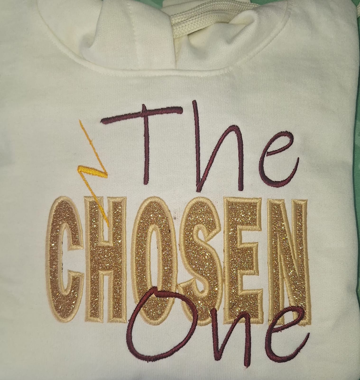 Personalised embroidered outlined Glitter Text top for Kids